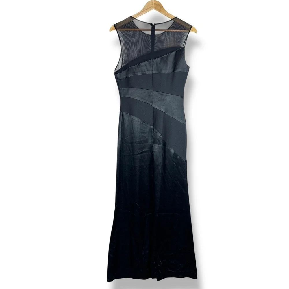 Vintage Y2K Black Formal Cocktail Maxi Dress Womens Size 8 USA Made Gala Satin